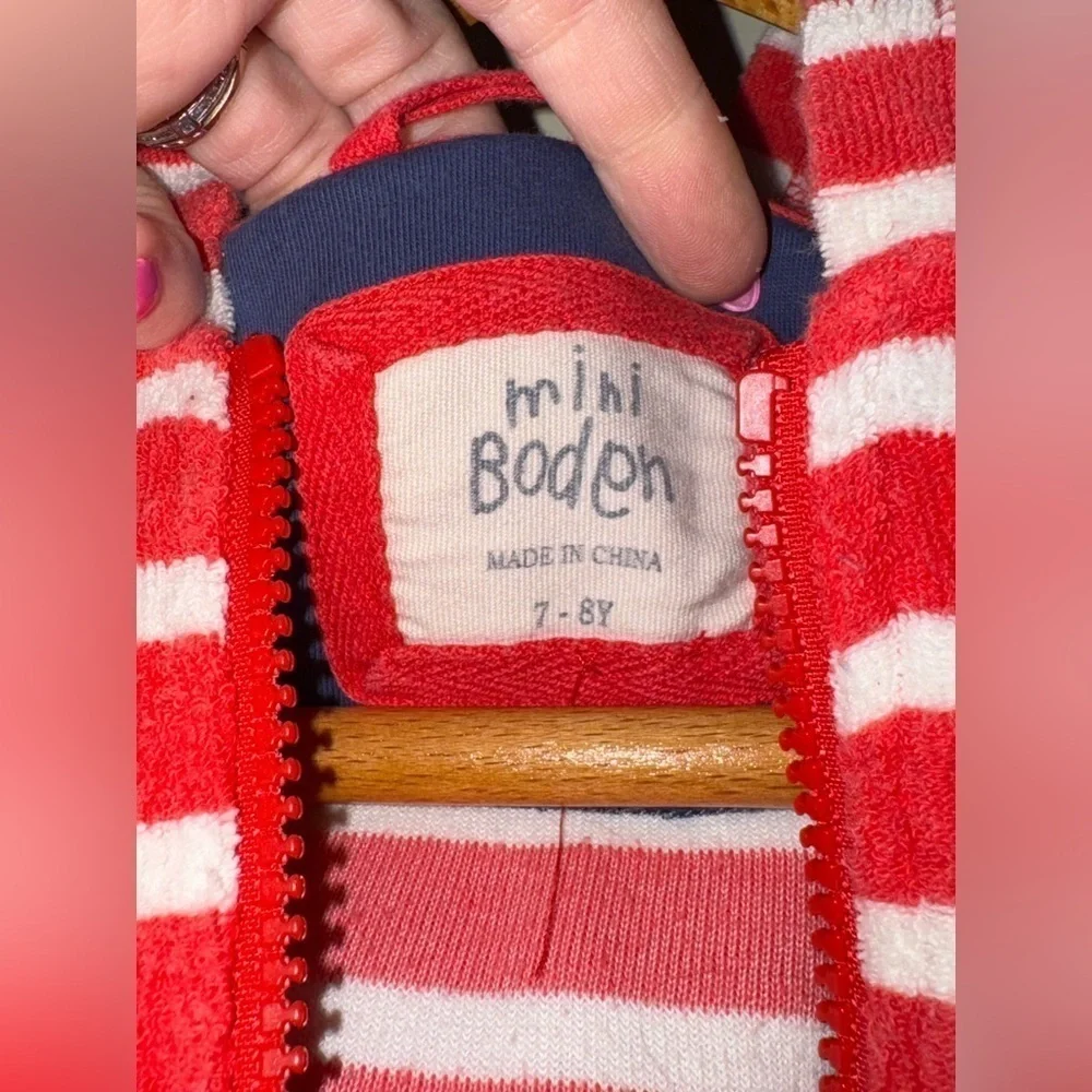 Mini Boden Terry Cloth 7/8 Red/White/Blue Jacket and Pants